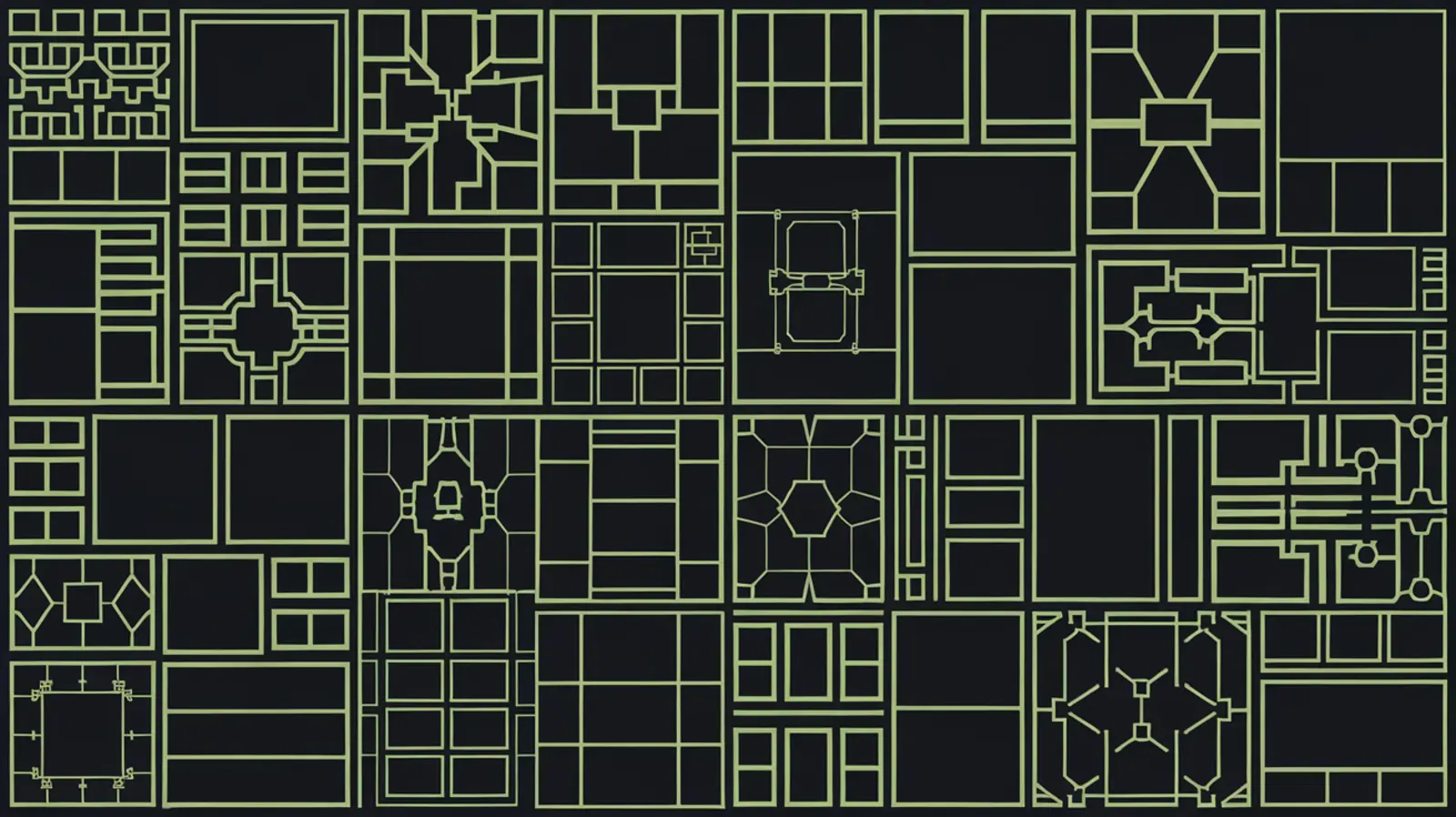 An abstract grid of rectangles of different proportions.